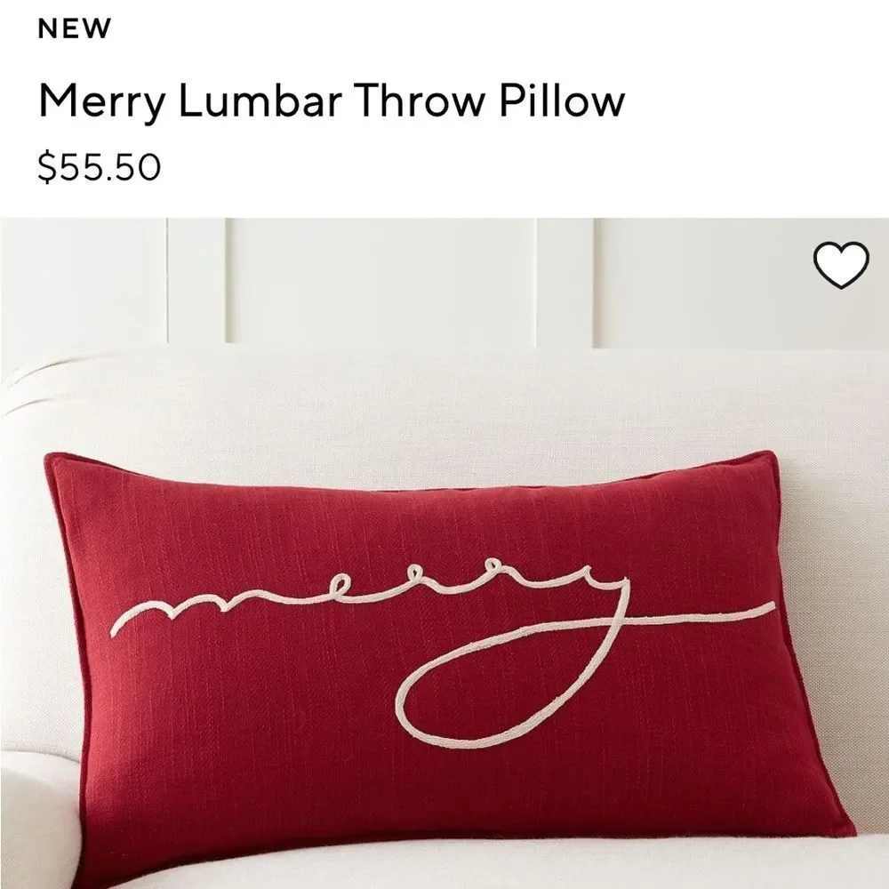 🔥pottery barn Merry Lumbar Throw Pillow cover only New